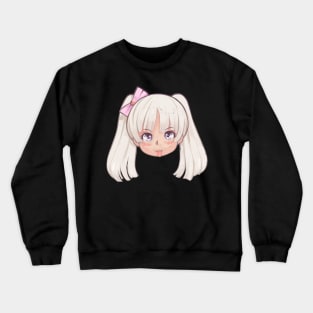 Anime Girl Sticking Her Tongue Out Crewneck Sweatshirt